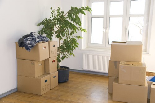 Van loading area with secured furniture and safety checks