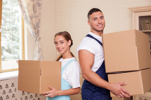 Packed boxes and home moving equipment for a Clerkenwell relocation