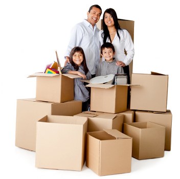 Packed boxes and furniture ready for a local relocation